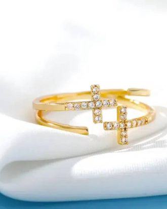White Label Womens Cross Ring In Gold