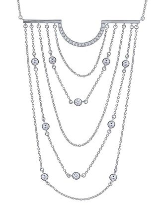 Crislu Silver Cz Statement Necklace