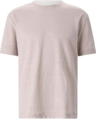 Eleventy Linen T-Shirt - Heren - T-shirts - Roze - L - Leer - Tops