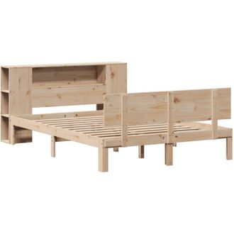 vidaXL Bookcase Bed without Mattress 135x190 cm Double Solid Wood Pine vidaXL