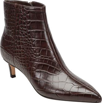 Marc Fisher Itzia Croc Embossed Bootie in Dark Brown at Nordstrom, Size 6.5