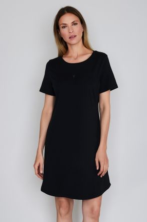 Joop Nachthemd JOOP Cosy, Damen, Gr. 34, N-Gr, schwarz, Jersey, Obermaterial: 95% Baumwolle, 5% Elasthan, unifarben, comfort fit kniefrei, Rundhals, Kleide