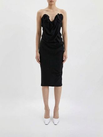 Magda Butrym Long Evening Gown with Sweetheart Neckline and 3D Flower Appliqu&eacute;
