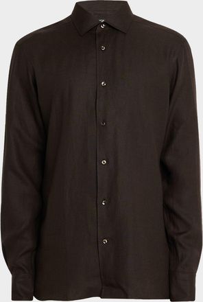 Ermenegildo Zegna Mens Oasi Lino Classic Fit Button-Down Shirt