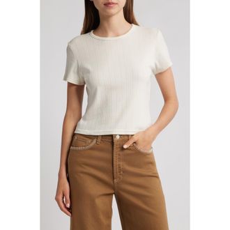 Rails Muse Pointelle Crop T-Shirt in Ivory at Nordstrom Rack, Size Xx-Small