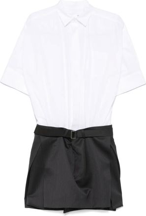 sacai Abito corto con inserti in pizzo - Bianco