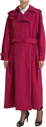 Dolce & Gabbana Donkerroze Trenchcoat Jas - Dames - Trenchcoats - Roze - S - Wol - Jassen