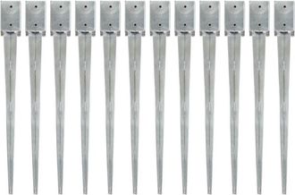 vidaXL Vidaxl - Picas De Tierra 12 Uds Acero Galvanizado Plateado 9x9x90 Cm