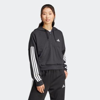 adidas Kapuzensweatshirt ADIDAS SPORTSWEAR W 3S FT QZ HD, Damen, Gr. XXL, schwarz-weiss (schwarz, wei&szlig;), Obermaterial: 55% Baumwolle, 36% Polyester, 9% Visko