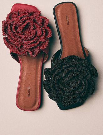 Maeve Crochet Flower Slide Sandals