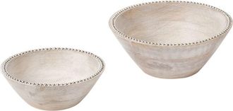 Beliani Beliani - Conjunto De 2 Cuencos Decorativos De Madera De Mango Con Asa De Hierro Hechos A Mano Marr&oacute;n Claro Luxor