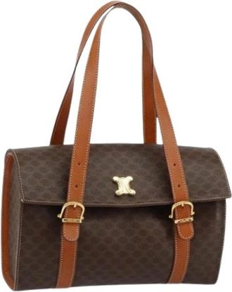 Celine Pre-owned Shoulder Bags, female, Brown, Size: ONE SIZE Pre-owned Vintage Canvas Shoulder Bag