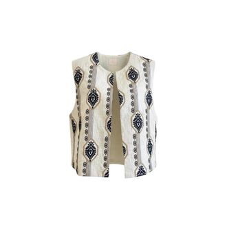 Gianni Lupo Vests, female, Beige, Size: L Gilet con stampa etnica