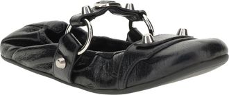 Balenciaga Womens City Ballerinas Black-Silver Calf Leather Bos Taurus Black/silver Flat Shoes