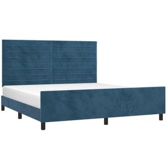 vidaXL Vidaxl - Estructura Cama Con Cabecero Terciopelo Azul Oscuro 180x200 Cm