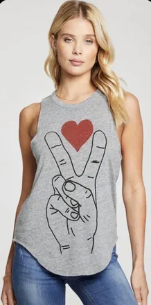 Chaser Triblend Muscle Tank Peace & Love In Streaky Grey