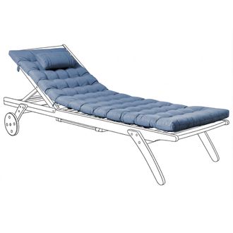 Beliani Coj&iacute;n Para Tumbona Con Reposacabezas Resistente A Los Rayos Uv E Impermeable Azul Cesana