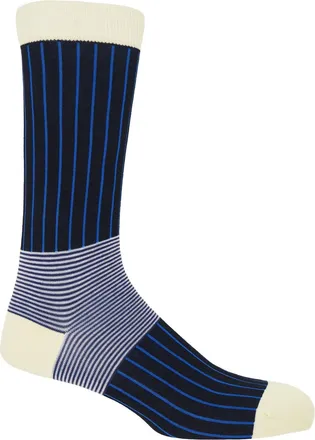 Peper Harow Oxford Stripe Mens Socks - Black