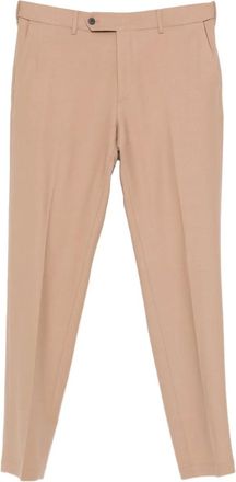 Cellar Door Wollen broek met toelopende pijpen en knoop - Bruin