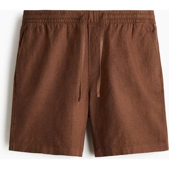 H&M Relaxed-fit linen-blend shorts in Brown at Nordstrom, Size Xx-Large
