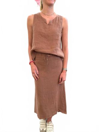 Starkx Erin Linen Top In Tan