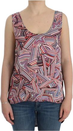 Costume National Mouwloze Multicolor Top Stijlvol Ontwerp - Dames - Tops zonder mouwen - Veelkleurig - M - Polyester - Tops