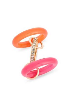Nordstrom Rack Cubic Zirconia Resin Interlock Ring in Pink Multi- Gold at Nordstrom Rack, Size 8