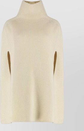 Jil Sander wool cloak high collar ribbed design