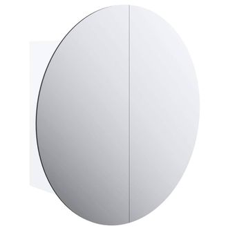 Berkfield Home Bathroom Cabinet with Round Mirror&LED White 40x40x17.5 cm
