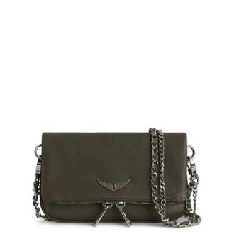 Zadig&Voltaire Tassen, Dames, Groen, ONE Size, Leer, Groene leren Rock Nano Clutch