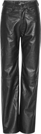 Rotate straight leather trousers - Grey