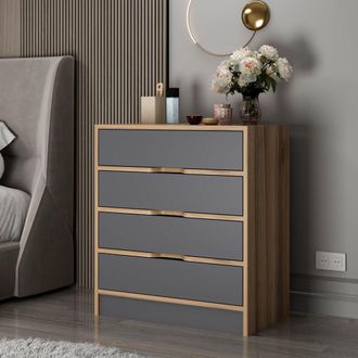 Dmora Cajonera Gazzola, 4 Cajones, Apertura Y Cierre Deslizante, 70x40x79h Cm Negro Antracita
