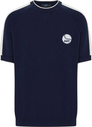 Kiton Tops, Heren, Blauw, S, Katoen, Tennis Capsule Crew Neck Sweater