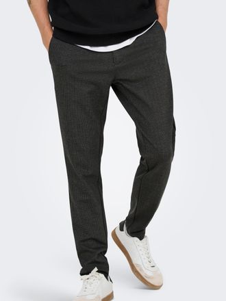 Only & Sons Chinos ONLY & SONS ONSMARK SLIM CHECK 020960 PANT, Herren, Gr. 28, L&auml;nge 32, coffee bean, Web, Obermaterial: 64% Viskose, 31% Polyester, 5% Elasthan, 