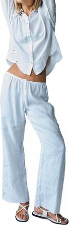 Bella Dahl Side Embroidered Beach Pant In White