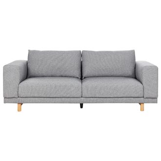 Beliani Sof&aacute; 3 Plazas Tela Estilo Minimalista Reposabrazos Anchos Respaldo Acolchado Gris Nivala