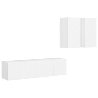 Berkfield Home 4 Piece TV Cabinet Set White Engineered Wood