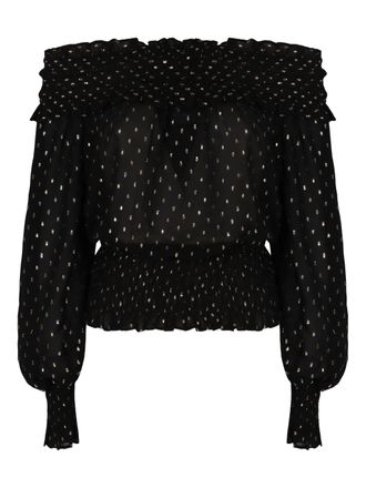 Self Portrait Black And Gold Chiffon Top
