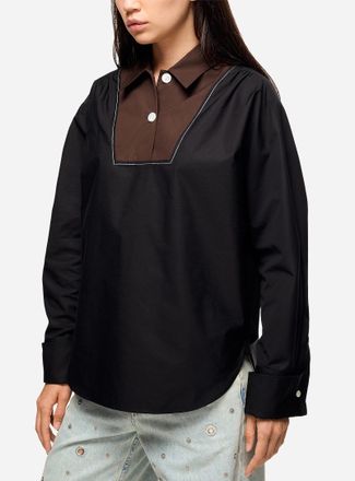 Marni Womens Contrasting shirt collar poplin blouse