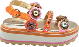 Kurt Geiger Octavia Slingback Platform Sandaal - Dames - Sleehakken - Oranje - 37 EU - Leer - Schoenen