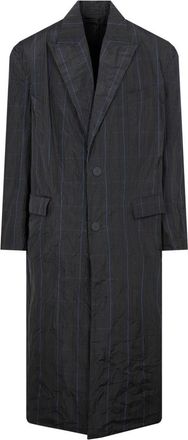 Balenciaga Grijze Geruite Lange Regenjas - Heren - Mantel - Grijs - S - Polyester - Jassen