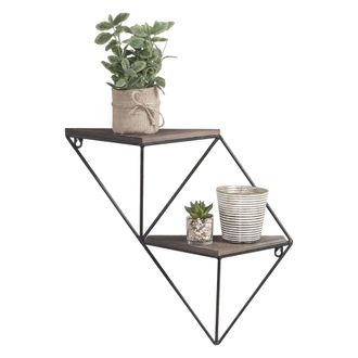 Dmora Estante Cassola, 2 Niveles, Madera De Abeto, Estructura Color Negro, 33x13x30h Cm Marr&oacute;n Nogal