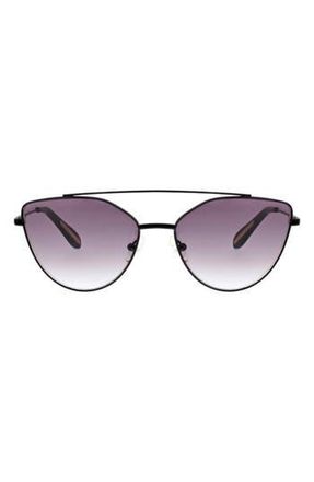Bcbgmaxazria 60mm Metal Browline Cat Eye Sunglasses in Matte Black at Nordstrom Rack