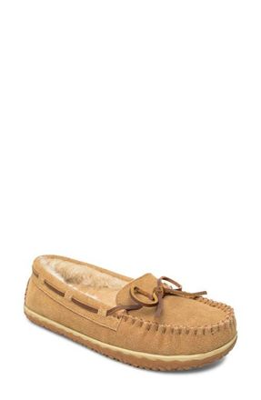 Minnetonka Tilia Faux Fur Lined Slipper in Cinnamon Suede at Nordstrom, Size 10