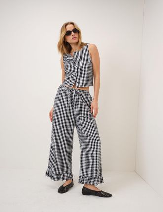 Nobody's Child Black Gingham Wide Leg Trousers
