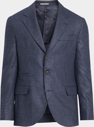 Brunello Cucinelli Men & apos;s Wool-Cashmere Houndstooth Suit Jacket