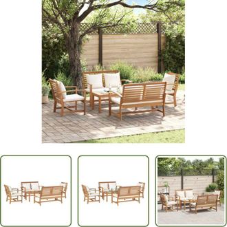 vidaXL Set da giardino - Set Divano da Giardino 5 pcs Naturale Legno di teak solido