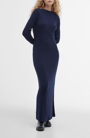 Barbour Ingrid Long Sleeve Cotton Rib Sweater Dress in Navy at Nordstrom Rack, Size 10 Us / 14 Uk