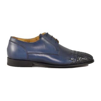 A.Testoni Schoenen - Heren - Veterschoenen - Blauw - 41 EU - Leer - Schoenen