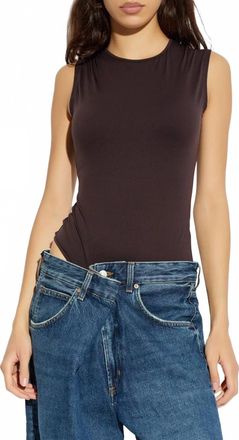 A Gold E Aura Sleeveless Bodysuit In Chocolate Dark Brown